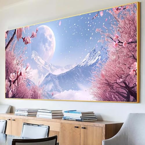 Diamond Painting Mond Diamond Painting Erwachsene Groß XXL 100x200cm Diamant Painting Bilder Set, 5D Diamond Painting Baum, DIY Cross Stickerei Diamond-Painting Basteln, Wandzimmer Deko Geschenk U-X von Peepezo