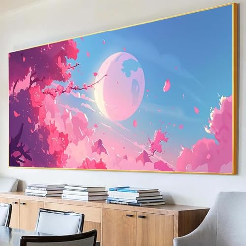 Diamond Painting Mond Diamond Painting Erwachsene Groß XXL 100x200cm Diamant Painting Bilder Set, 5D Diamond Painting Blume, DIY Cross Stickerei Diamond-Painting Basteln, Wandzimmer Deko Geschenk D-W von Peepezo