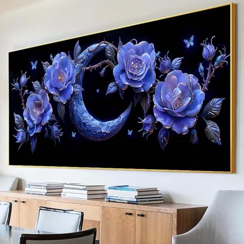 Diamond Painting Mond Diamond Painting Erwachsene Groß XXL 100x200cm Diamant Painting Bilder Set, 5D Diamond Painting Rose, DIY Cross Stickerei Diamond-Painting Basteln, Wandzimmer Deko Geschenk 0-V von Peepezo