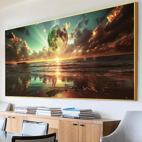 Diamond Painting Mond Diamond Painting Erwachsene Groß XXL 60x120cm Diamant Painting Bilder Set, 5D Diamond Painting Landschaft, DIY Cross Stickerei Diamond-Painting Basteln für Wandzimmer Deko T-4 von Peepezo