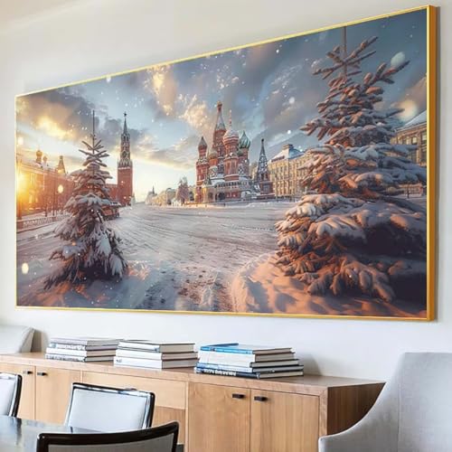 Diamond Painting Moskau Diamond Painting Groß XXL 100x200cm Diamant Painting Erwachsene Bilder Set, 5D Diamond Painting Basilius-Kathedrale Diamond-Painting Cross Stickerei Basteln Wandzimmer Deko 3-R von Peepezo