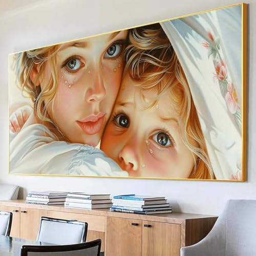 Diamond Painting Mutter Diamond Painting Erwachsene Groß XXL 100x200cm Diamant Painting Bilder Set, 5D Diamond Painting Frau, DIY Cross Stickerei Diamond-Painting Basteln, Wandzimmer Deko Geschenk 9-2 von Peepezo