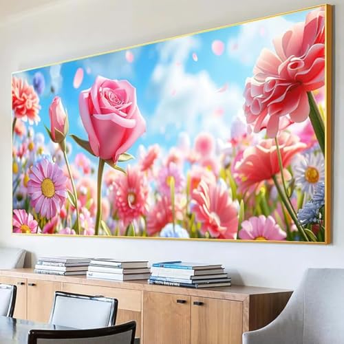 Diamond Painting Rose Diamond Painting Erwachsene Groß XXL 80x160cm Diamant Painting Bilder Set, 5D Diamond Painting Blume, DIY Cross Stickerei Diamond-Painting Basteln, Wandzimmer Deko Geschenk I-4 von Peepezo