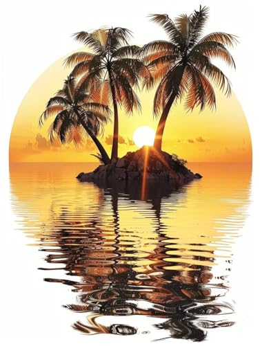 Diamond Painting Sonnenuntergang Diamant Painting Bilder Erwachsene Kokosnuss BäUme Diamond Painting Groß XXL 70x95cm Diamond Painting Set, 5D Diamond Art Stickerei Basteln Painting, Home Décor W-q von Peepezo