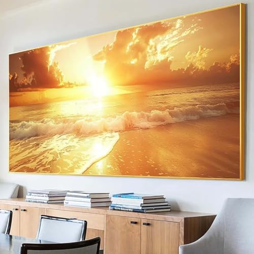 Diamond Painting Sonnenuntergang Diamond Painting Erwachsene Groß XXL 100x200cm Diamant Painting Bilder Set, 5D Diamond Painting Meer, DIY Cross Stickerei Diamond-Painting Basteln, Wandzimmer Deko 7-5 von Peepezo