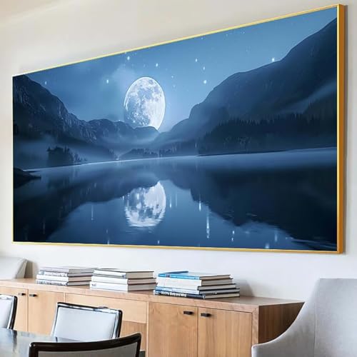 Diamond Painting Sternenhimmel Diamond Painting Erwachsene Groß XXL 40x80cm Diamant Painting Bilder Set, 5D Diamond Painting Mond, DIY Cross Stickerei Diamond-Painting Basteln für Wandzimmer Deko 4-X von Peepezo