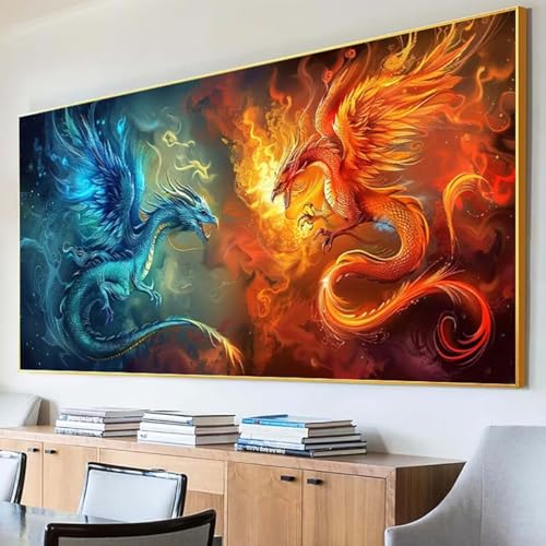 Diamond Painting Tier Diamond Painting Erwachsene Groß XXL 100x200cm Diamant Painting Bilder Set, 5D Diamond Painting Drachen, DIY Cross Stickerei Diamond-Painting Basteln Wandzimmer Deko Geschenk Z-1 von Peepezo