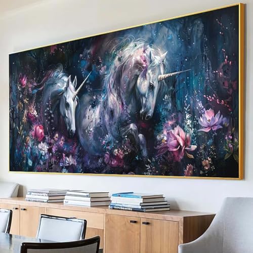 Diamond Painting Tier Diamond Painting Erwachsene Groß XXL 100x200cm Diamant Painting Bilder Set, 5D Diamond Painting Einhorn, DIY Cross Stickerei Diamond-Painting Basteln Wandzimmer Deko Geschenk 1-6 von Peepezo