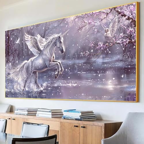 Diamond Painting Tier Diamond Painting Erwachsene Groß XXL 100x200cm Diamant Painting Bilder Set, 5D Diamond Painting Einhorn, DIY Cross Stickerei Diamond-Painting Basteln Wandzimmer Deko Geschenk 7-H von Peepezo