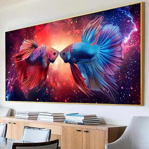 Diamond Painting Tier Diamond Painting Erwachsene Groß XXL 100x200cm Diamant Painting Bilder Set, 5D Diamond Painting Fisch, DIY Cross Stickerei Diamond-Painting Basteln, Wandzimmer Deko Geschenk P-P von Peepezo