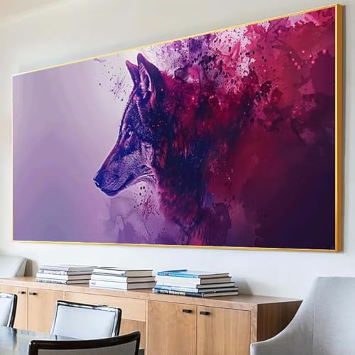 Diamond Painting Tier Diamond Painting Erwachsene Groß XXL 100x200cm Diamant Painting Bilder Set, 5D Diamond Painting Wolf, DIY Cross Stickerei Diamond-Painting Basteln, Wandzimmer Deko Geschenk 6-P von Peepezo