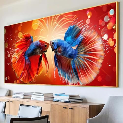 Diamond Painting Tier Diamond Painting Erwachsene Groß XXL 30x60cm Diamant Painting Bilder Set, 5D Diamond Painting Fisch, DIY Cross Stickerei Diamond-Painting Basteln für Wandzimmer Deko Geschenk W-V von Peepezo