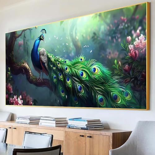 Diamond Painting Tier Diamond Painting Erwachsene Groß XXL 30x60cm Diamant Painting Bilder Set, 5D Diamond Painting Pfau, DIY Cross Stickerei Diamond-Painting Basteln für Wandzimmer Deko Geschenk 3-H von Peepezo