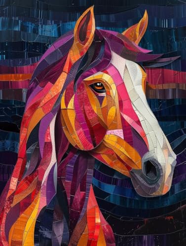 Diamond Painting Tier Diamond Painting Erwachsene Groß XXL 80x110cm Diamant Painting Bilder Set, 5D Diamond Painting Horse, DIY Cross Stickerei Diamond-Painting Basteln, Wandzimmer Deko Geschenk 2-d von Peepezo