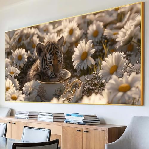 Diamond Painting Tiger Diamond Painting Erwachsene Groß XXL 100x200cm Diamant Painting Bilder Set, 5D Diamond Painting Tier, DIY Cross Stickerei Diamond-Painting Basteln, Wandzimmer Deko Geschenk B-5 von Peepezo