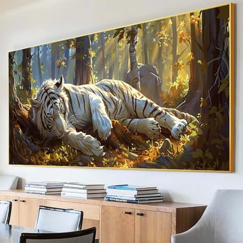 Diamond Painting Tiger Diamond Painting Erwachsene Groß XXL 30x60cm Diamant Painting Bilder Set, 5D Diamond Painting Herbst, DIY Cross Stickerei Diamond-Painting Basteln, Wandzimmer Deko Geschenk Y-7 von Peepezo