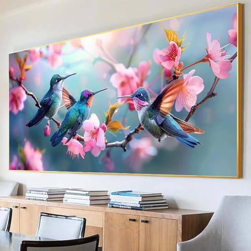 Diamond Painting Vogel Diamond Painting Erwachsene Groß XXL 100x200cm Diamant Painting Bilder Set, 5D Diamond Painting Blume, DIY Cross Stickerei Diamond-Painting Basteln, Wandzimmer Deko Geschenk 0-4 von Peepezo