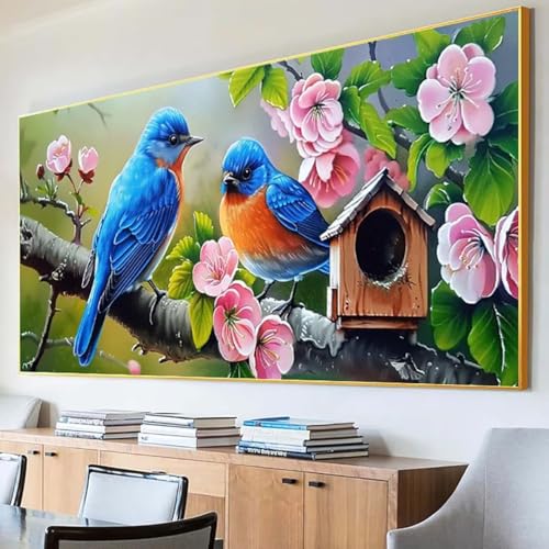 Diamond Painting Vogel Diamond Painting Erwachsene Groß XXL 100x200cm Diamant Painting Bilder Set, 5D Diamond Painting Blume, DIY Cross Stickerei Diamond-Painting Basteln, Wandzimmer Deko Geschenk 6-6 von Peepezo