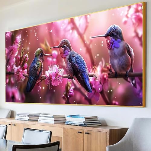 Diamond Painting Vogel Diamond Painting Erwachsene Groß XXL 100x200cm Diamant Painting Bilder Set, 5D Diamond Painting Blume, DIY Cross Stickerei Diamond-Painting Basteln, Wandzimmer Deko Geschenk K-X von Peepezo