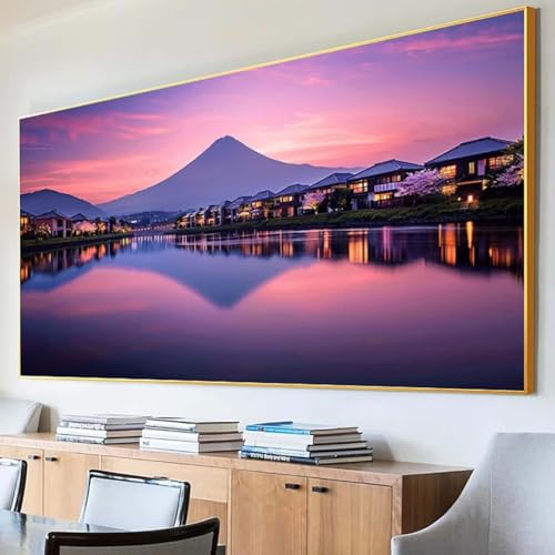 Diamond Painting Vulkan Fuji Diamond Painting Erwachsene Groß XXL 30x60cm Diamant Painting Bilder Set, 5D Diamond Painting Japan, DIY Cross Stickerei Diamond-Painting Basteln für Wandzimmer Deko W-0 von Peepezo