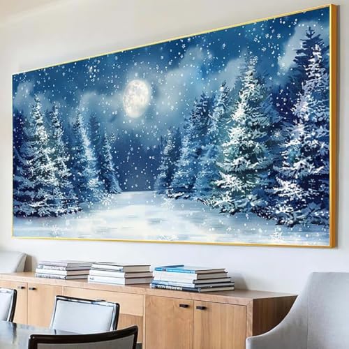 Diamond Painting Winter Diamond Painting Erwachsene Groß XXL 100x200cm Diamant Painting Bilder Set, 5D Diamond Painting Landschaft, DIY Cross Stickerei Diamond-Painting Basteln für Wandzimmer Deko 7-8 von Peepezo