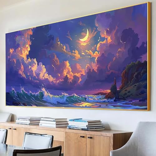 Diamond Painting Wolke Diamond Painting Erwachsene Groß XXL 50x100cm Diamant Painting Bilder Set, 5D Diamond Painting Landschaft, DIY Cross Stickerei Diamond-Painting Basteln für Wandzimmer Deko 2-I von Peepezo