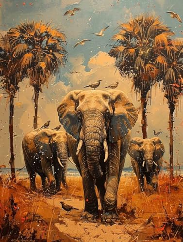 Elefant Diamond Painting Erwachsene, Baum Diamond Painting Kinder Anfänger DIY 5D Diamant Kunst Stickerei Kreuzstich Bilder Bastelset, Deko Wohnzimmer, Geburtstagsgeschenk für Frauen 60x80cm -29f1c von Peepezo