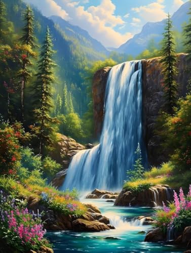 Landschaft Diamond Painting Erwachsene, Fallen Diamond Painting Kinder Anfänger 5D Diamant Kunst Stickerei Kreuzstich Bilder Bastelset, Deko Wohnzimmer, Geburtstagsgeschenk für Frauen 30x40cm -69hXs von Peepezo