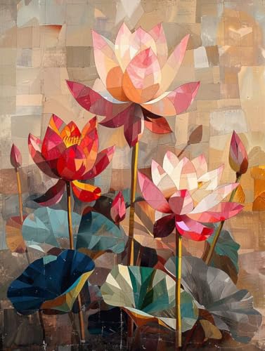 Lotus Diamond Painting Blume Diamond Painting Erwachsene Groß XXL 60x80cm Vollbohrer Diamanten Malerei Bilder Stickerei Bastelset Erwachsene Kinder Anfänger Home Wand Deko Geschenk für Frauen -64fDc von Peepezo