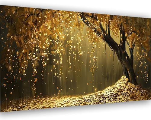 Malen Nach Zahlen Erwachsene Baum Malen Nach Zahlen Gold Malen Nach Zahlen ab 10 Jahre ädchen Ölgemälde für Kinder Mit 3-Pinseln und Acrylfarbe Paint by Numbers Kit Geschenke (Ohne Rahmen,30X60CM) 2-T von Peepezo