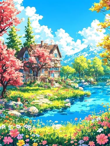 Malen Nach Zahlen Erwachsene Frühling Malen Nach Zahlen Landschaft Paint by Numbers Kinder ab 7 8 9 Jahre Mädchen Kreativ Set mit Pinseln und Acrylfarben, Geschenk für Frauen 60x80cm mit Rahmen -a29O Malen Nach Zahlen Erwachsene Frühling Malen Nach Zahlen Landschaft Paint by Numbers Kinder ab 7 8 9 Jahre Mädchen Kreativ Set mit Pinseln und Acrylfarben, Geschenk für Frauen 60x80cm mit Rahmen -a29O von Peepezo