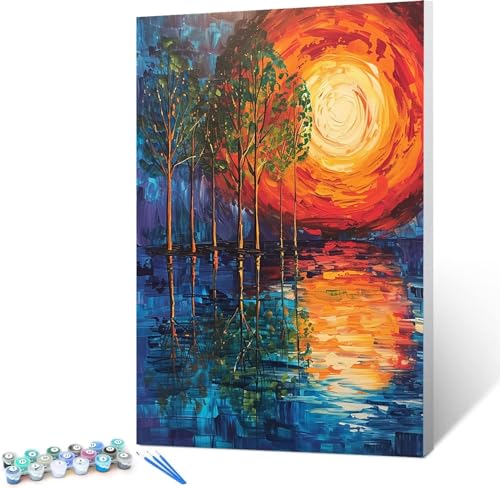 Malen Nach Zahlen Erwachsene Van Gogh, DIY Ölgemälde Leinwand Set mit Pinsels und Farbe, Abstrakt als Geburtstag Weihnachten Geschenk für Frauen Home Deko 30x40cm (rahmenlos) von Peepezo