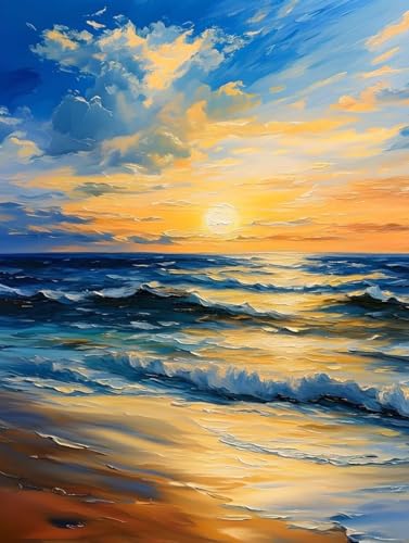 Meer Diamond Painting Sonnenuntergang Diamond Painting Erwachsene Klein 30x40cm Vollbohrer Diamanten Malerei Bilder Stickerei Bastelset Erwachsene Anfänger Home Wand Deko Geschenk für Frauen -61fKr von Peepezo