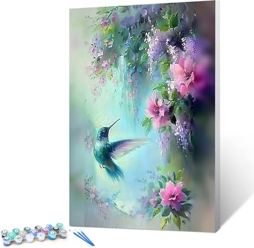 Peepezo DIY Malen nach Zahlen Erwachsene Kolibri Erwachsene Malen nach Zahlen Kits auf Leinwand Empfindlich Malen nach Zahlen Kunsthandwerk Geschenk für Home Wall Deco 40x50cm (Ohne Rahmen) von Peepezo