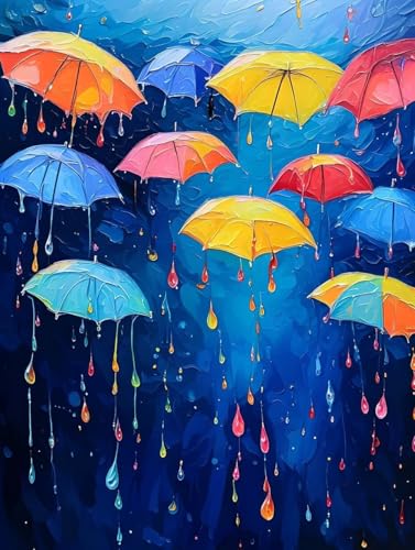 Regenschirm Diamond Painting Erwachsene, Regen Diamond Painting Kinder Anfänger 5D Diamant Kunst Stickerei Kreuzstich Bilder Bastelset, Deko Wohnzimmer, Geburtstagsgeschenk für Frauen 30x40cm -53sNs von Peepezo