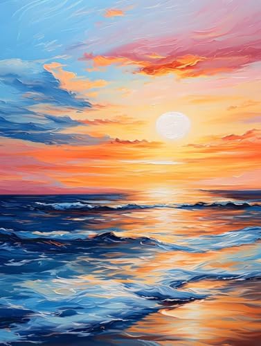 Sonnenuntergang Diamond Painting Erwachsene, Meer Diamond Painting Kinder Anfänger DIY 5D Full Drill Diamant Kunst Stickerei Kreuzstich Bilder Bastelset, Geburtstagsgeschenk für Frauen 30x40cm -18gTw von Peepezo