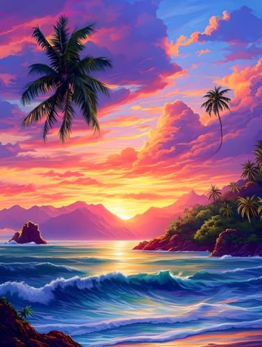 Sonnenuntergang Diamond Painting Landschaft Diamond Painting Erwachsene Groß XXL 60x80cm Vollbohrer Diamanten Malerei Bilder Stickerei Bastelset Erwachsene Home Wand Deko Geschenk für Frauen -56h9s von Peepezo