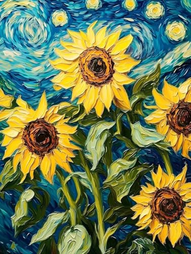 Sternenhimmel Diamond Painting Erwachsene, Sonnenblume Diamond Painting Kinder Anfänger 5D Full Drill Diamant Kunst Stickerei Kreuzstich Bilder Bastelset, Geburtstagsgeschenk für Frauen 40x50cm -3h9s von Peepezo