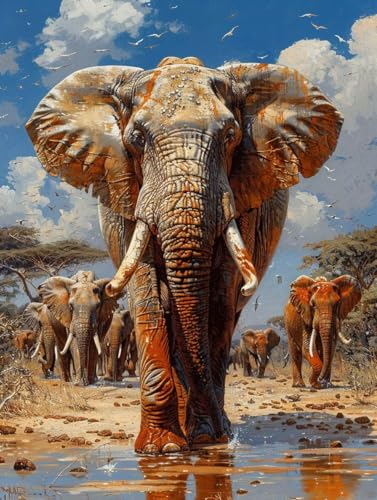 Tier Diamond Painting Erwachsene, Elefant Diamond Painting Kinder Anfänger DIY 5D Diamant Kunst Stickerei Kreuzstich Bilder Bastelset, Deko Wohnzimmer, Geburtstagsgeschenk für Frauen 70x95cm -57g2w von Peepezo