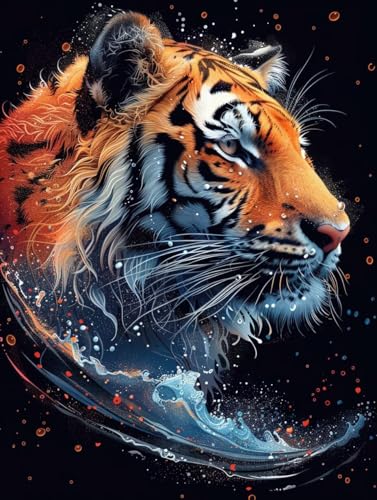 Tiger Diamond Painting Erwachsene, Tier Diamond Painting Kinder Anfänger DIY 5D Diamant Kunst Stickerei Kreuzstich Bilder Bastelset, Deko Wohnzimmer, Geburtstagsgeschenk für Frauen 50x70cm -63h0c von Peepezo