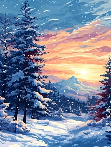 Winter Diamond Painting Baum Diamond Painting Erwachsene Klein 40x50cm Vollbohrer Diamanten Malerei Bilder Stickerei Bastelset Erwachsene Kinder Anfänger Home Wand Deko Geschenk für Frauen -27gIc von Peepezo