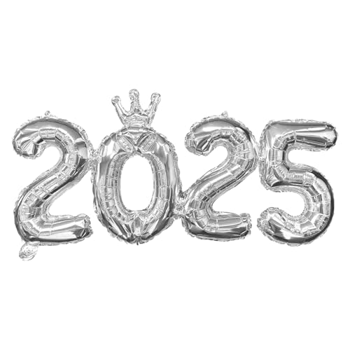 2025 Luftballons Silvester Dekorationen 2025 Luftballons - Happy New Year Dekorationen 2025 16 Zoll 2025 Zahlen Folienballon Party Dekorationen für Silvester Party Supplies (Silber) von Pejlnd