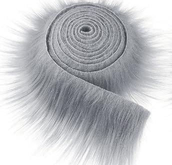 Furry Faux Precut Strips,1 Stück 2x60 Zoll Kunstfell zum Basteln Grau Langhaarplüsch Kunstfell Meterware,Plüsch Fell zum Basteln für Weihnachten Basteln Gnome Beard Santa Hair Dwarf DIY (Grau) von Pejlnd