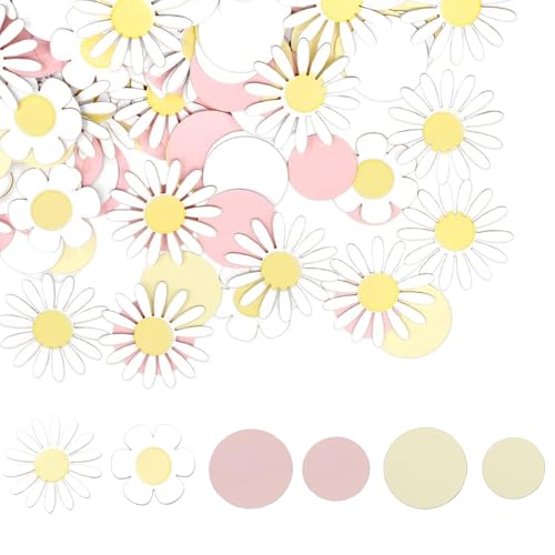 Gänseblümchen Deko Konfetti Tischdeko Geburtstag,Babyparty Deko Mädchen Konfetti Geburtstag,Rosa Streudeko Hochzeit Tischdeko Daisy Flower Confetti for Hochzeit Geburtstag Baby Shower Party Deko von Pejlnd