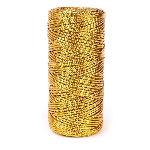 Kordel Weihnachten 1.5mm,1Roll/100m Kordel Gold Kordelband Goldfaden Golddraht zum Basteln Schleifenband Gold Paketschnur für DIY Bastelschnur Hochzeitsdekoration Weihnachtsdekoration oder Verpacken von Pejlnd