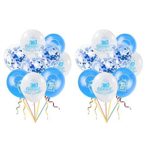 Oktoberfest Deko Luftballons,18Stk 12Zoll Oktoberfest Bayrische Deko Party Luftballons Blau Weiße Helium Ballons Konfetti Latex Ballons für Oktoberfest Dekoration Party Garten Bar Bierzelte Bierfest von Pejlnd