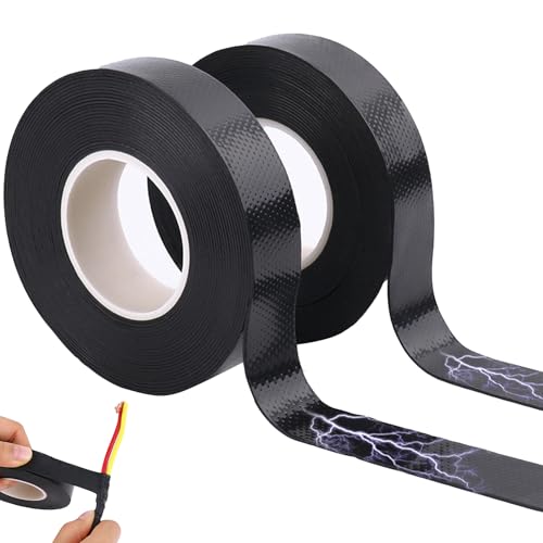 Pejlnd Isolierband Schwarz,2 Stück 0.8 * 25mm Selbstverschweißendes Klebeband Wasserdicht,Selbstverschweißendes Isolierband für Schutz, Schlauch Notfallreparatur, Bündeln und Reparieren von Kabeln von Pejlnd