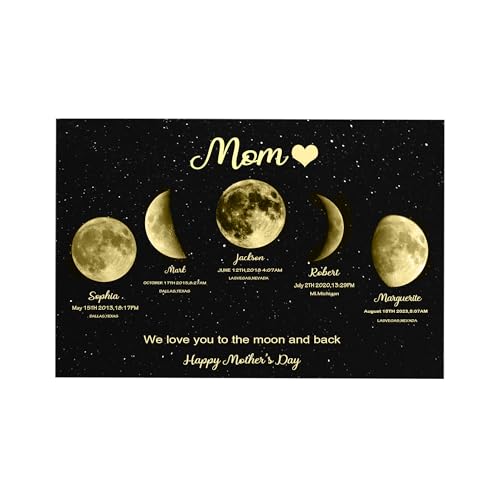 Personalisierte Muttertag Mondphase Geschenk für Mama, Familie Mondphase Poster, Mondphase Bilderrahmen Holz Plaque, Real Moon Phase Print Wall Art, Das ist, was der Mond sah aus wie Wall Decor von Pekdi