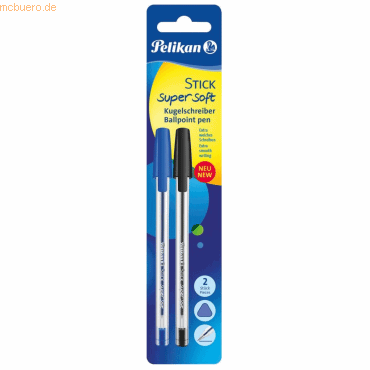 10 x Pelikan Kugelschreiber Stick K86s super soft blau, schwarz VE=2 S von Pelikan