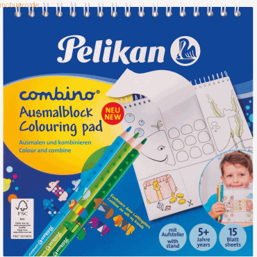 10 x Pelikan Zeichenblock Combino 15x15cm mit Spirale 170 g/qm 15 Blat von Pelikan